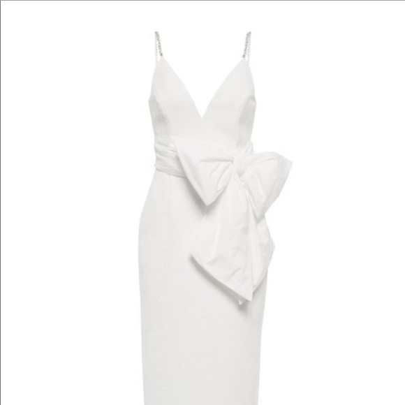 Rebecca Vallance Bridal Genevieve Bow-trimmed Crepe Dress Size 4 - Picture 2 of 6